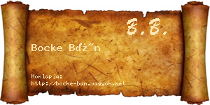 Bocke Bán névjegykártya